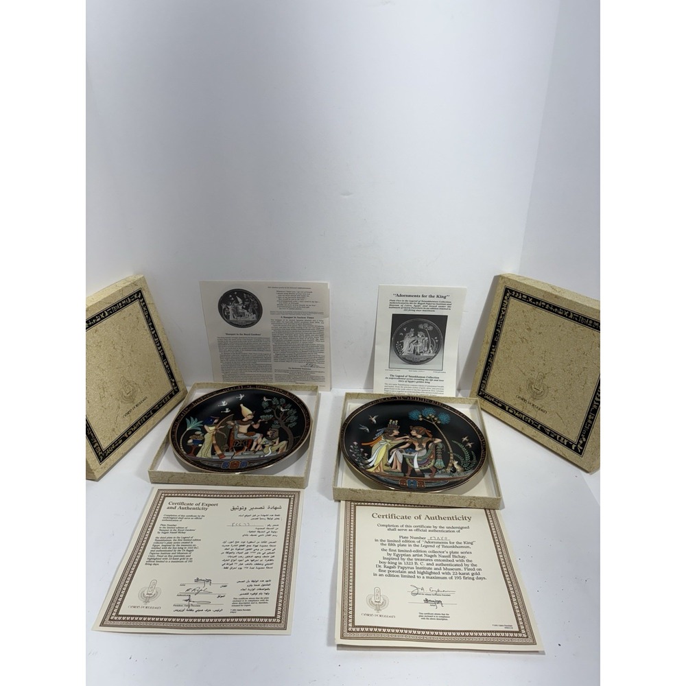 2 Osiris Porcelain Legend of Tutankhamun Plate Banquet Garden + Adornments King